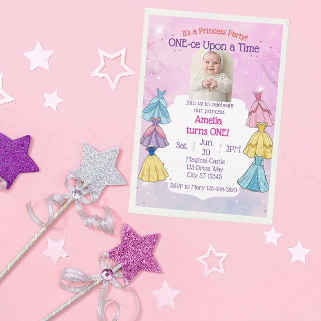 ONE-ce Upon A Time, Princess Dress 1st Birthday Einladung (Von Creator hochgeladen)