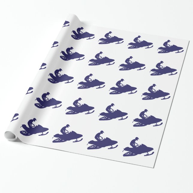 One Color Blue Snowmobiler Geschenkpapier (Ungerollt)