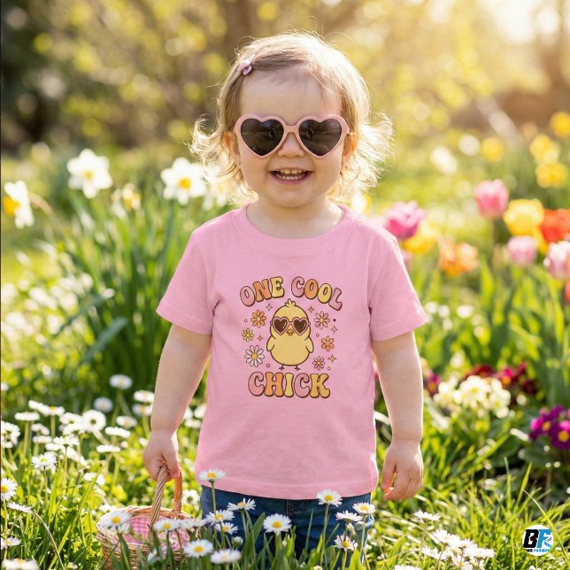 One Cool Chick | Retro Groovy Easter Spring Kleinkind T-shirt (Von Creator hochgeladen)