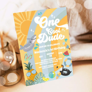 One Cool Dude Summer Party 1st Birthday Invitation