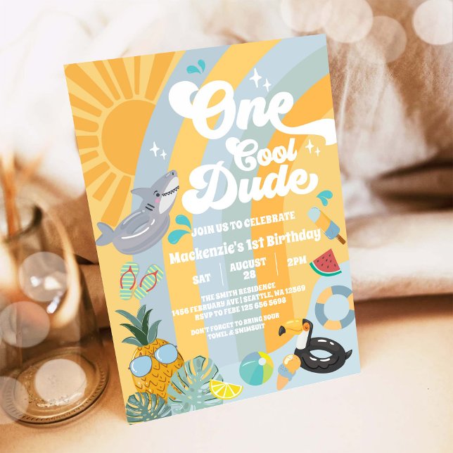 One Cool Dude Summer Party 1st Birthday Invitation Einladung (Von Creator hochgeladen)