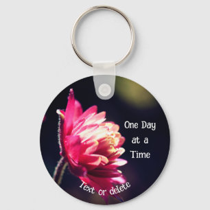 One Day At A Time Quote Sunlit Flower Personalized Schlüsselanhänger