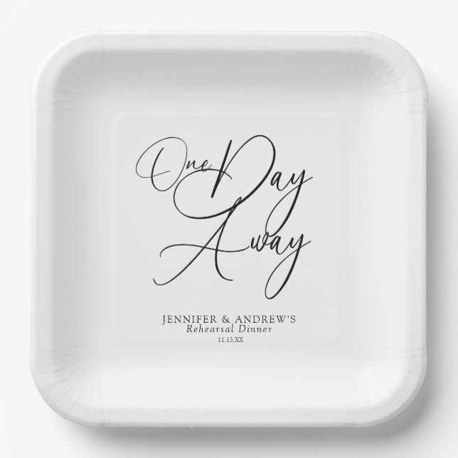 One Day Away Elegant Rehearsal Dinner  Pappteller (Vorderseite)