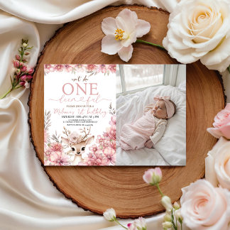 One-deer-ful Photo Birthday Invitation Einladung