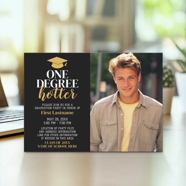 One Degree Hotter - Abschluss Foto - Grad Einladung (Graduation Party Invitation with Photo)