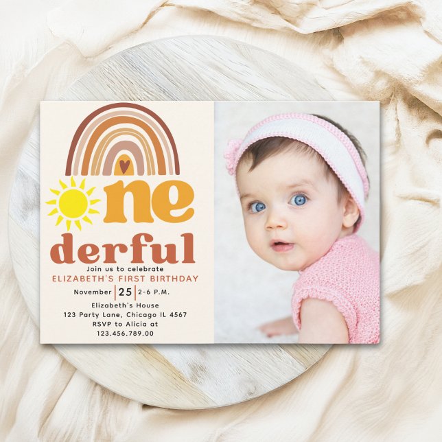 One - Derful Cute First Birthday with Boho Style  Einladung (Von Creator hochgeladen)