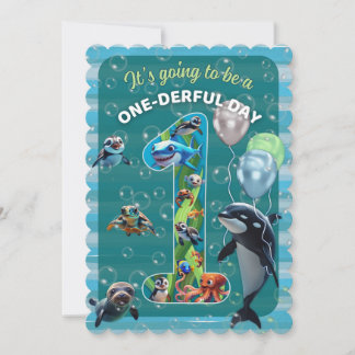 One-derful Day Flat Scalloped Birthday Invitation Einladung