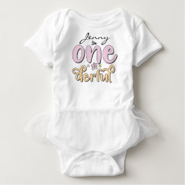 "One-derful", personalisierter Name, Blumen Baby Strampler
