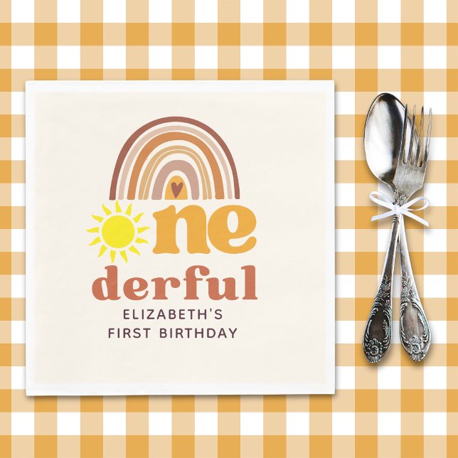 One - Derful Retro First Birthday with Boho Style Serviette (Von Creator hochgeladen)