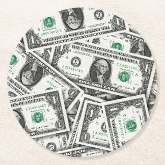 One Dollar Bill Pattern Runder Pappuntersetzer