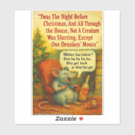 One Drunken' Mouse – Christmas Card Chaos Aufkleber