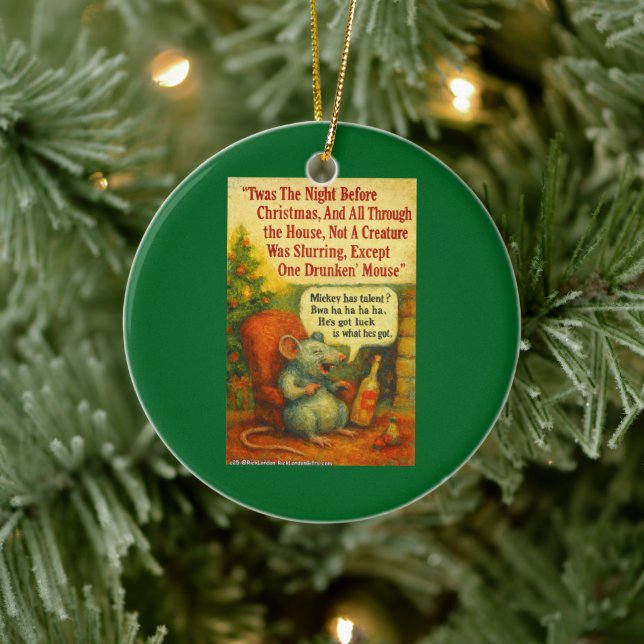 One Drunken' Mouse – Christmas Card Chaos Keramik Ornament (Baum)