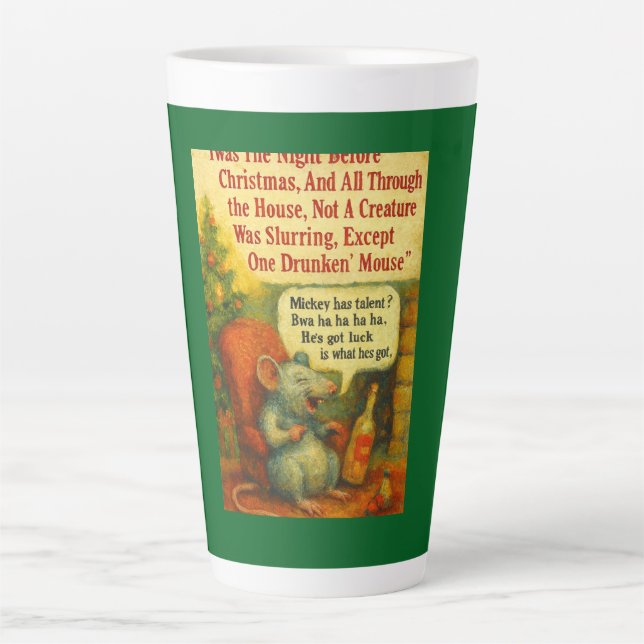 One Drunken' Mouse – Christmas Card Chaos Milchtasse (Vorderseite)