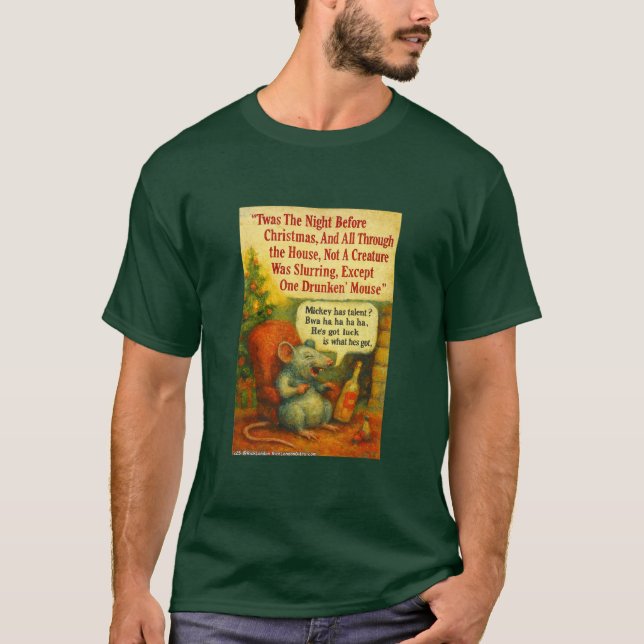 One Drunken' Mouse – Christmas Card Chaos T-Shirt (Vorderseite)