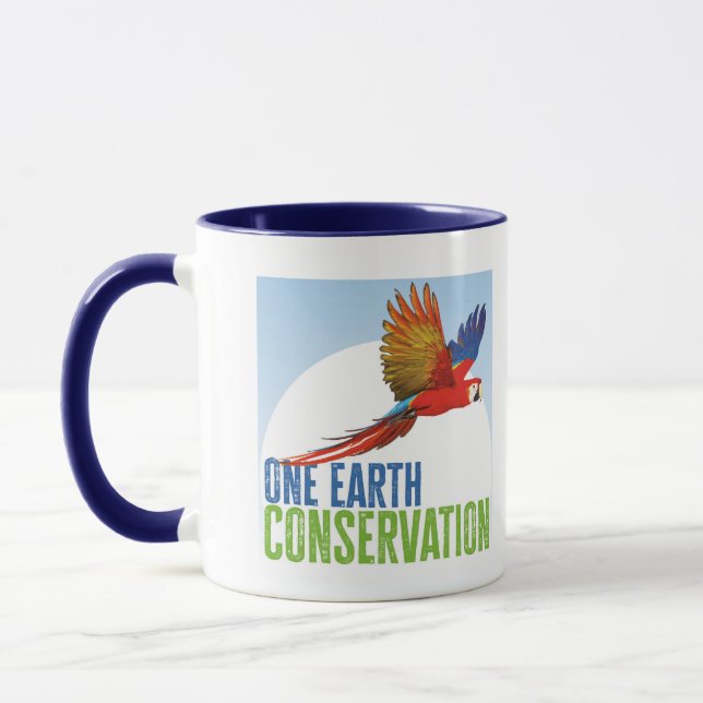One Earth Conservation café tasse bleu intérieur (Gauche)