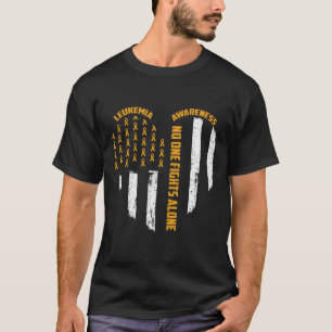 One Fights Usa Flag Herz allein Leukämie Bewusstse T-Shirt