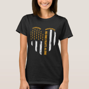 One Fights Usa Flag Herz allein Leukämie Bewusstse T-Shirt