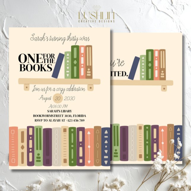 One for the Books Book Lover’s Thirtieth Birthday Einladung (Von Creator hochgeladen)