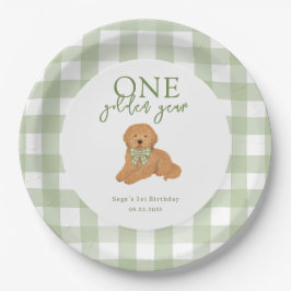 One Golden Year Goldendoodle Birthday Party Pappteller