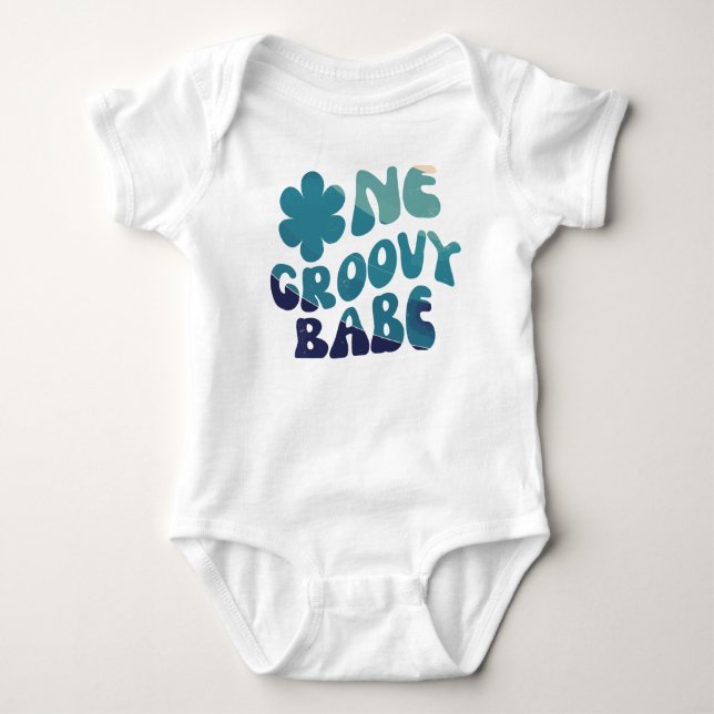 One Groovy Babe Retro Daisy 70er Birthday Girl Baby Strampler (Vorderseite)