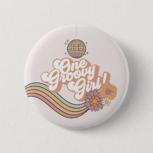 One Groovy Girl Retro 1. Party Button