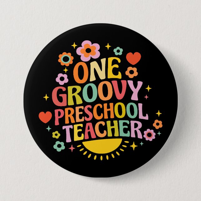 One groovy preschool teacher button (Vorderseite)