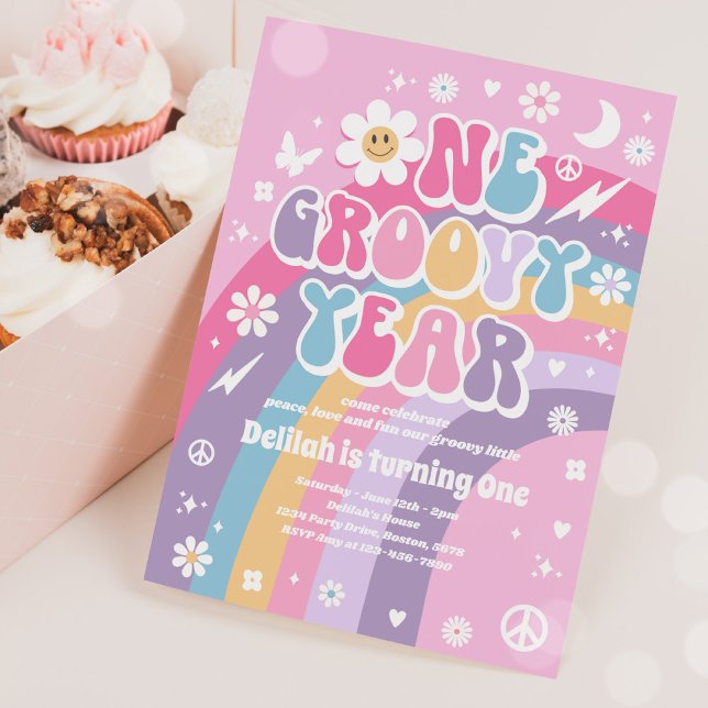 One GroovYear Peace Liebe Party Rainbow Birthday Einladung (Von Creator hochgeladen)
