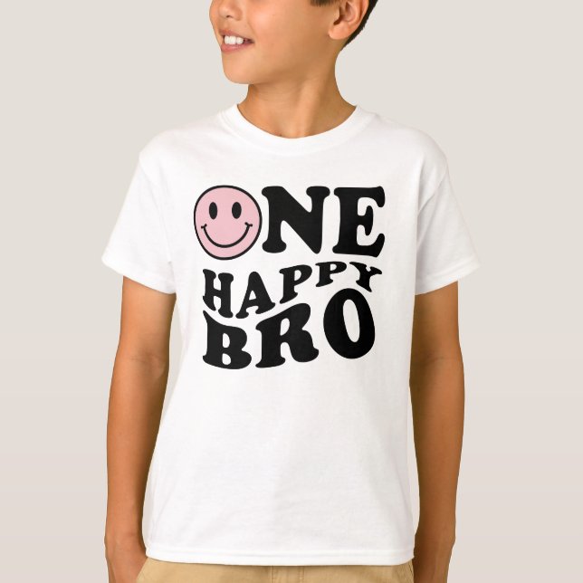 One Happy Bro | Rosa Matching One Family Birthday T-Shirt (Vorderseite)