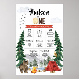 One Happy Camper 1. Geburtstag Meilenstein Chart Poster