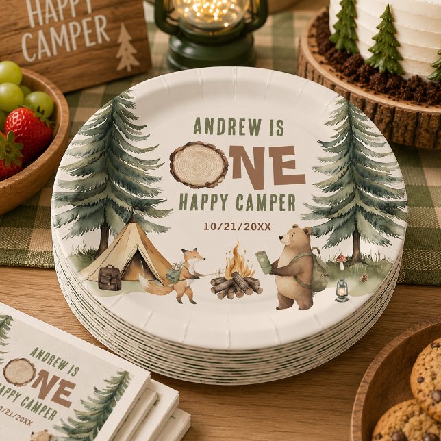 One Happy Camper 1. Geburtstag Papierplatten Pappteller (Von Creator hochgeladen)