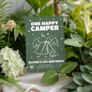 One Happy Camper 1. Geburtstagseinladung Einladung