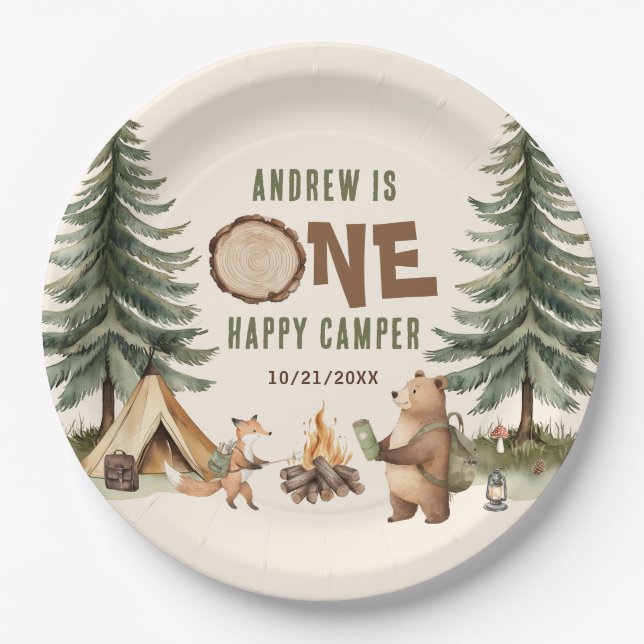 One Happy Camper 1st Birthday Paper Plates Pappteller (Vorderseite)