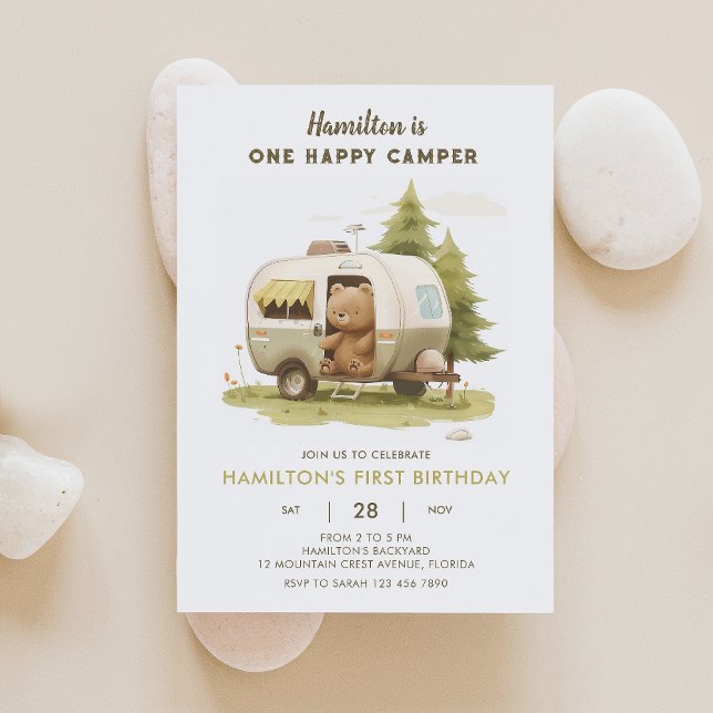 One Happy Camper Bären Geburtstag Einladung 5 (Von Creator hochgeladen)