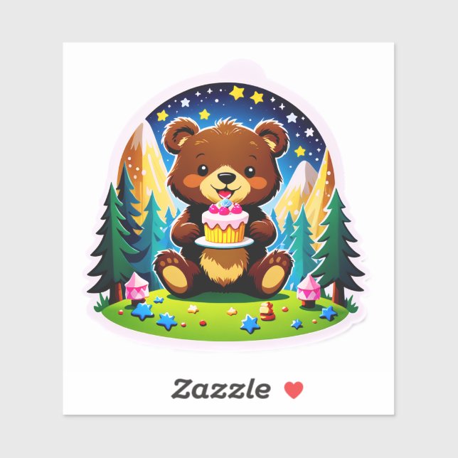 One Happy Camper – Bear Cub's 1st Birthday Adventu Aufkleber (Blatt)