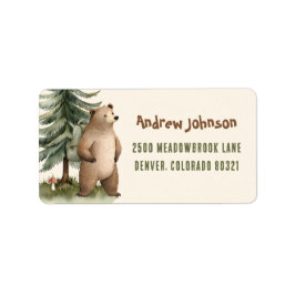 One Happy Camper Bear Return Address Labels Adressaufkleber
