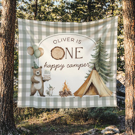 One Happy Camper Birthday Banner Backdrop Wandteppich