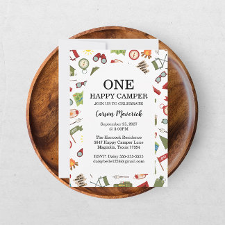 One Happy Camper Boys Birthday  Einladung