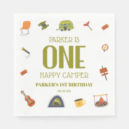 One Happy Camper Camping 1. Geburtstagsparty Serviette