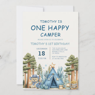 One Happy Camper Camping 1st Birthday  Einladung