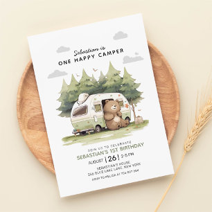 One Happy Camper Erster Geburtstag Einladung