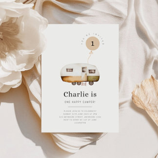 One Happy Camper First Birthday Invitation Einladung