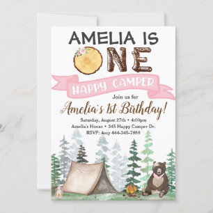 One Happy Camper Geburtstag Einladung 1. Geburtsta