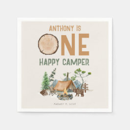 One Happy Camper Watercolor Woodland 1. Geburtstag Serviette