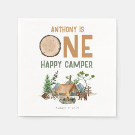 One Happy Camper Watercolor Woodland 1. Geburtstag Serviette