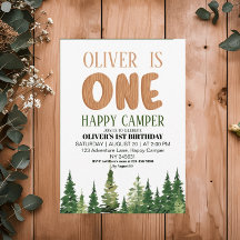 One Happy Camper Wood Boys 1. Geburtstag