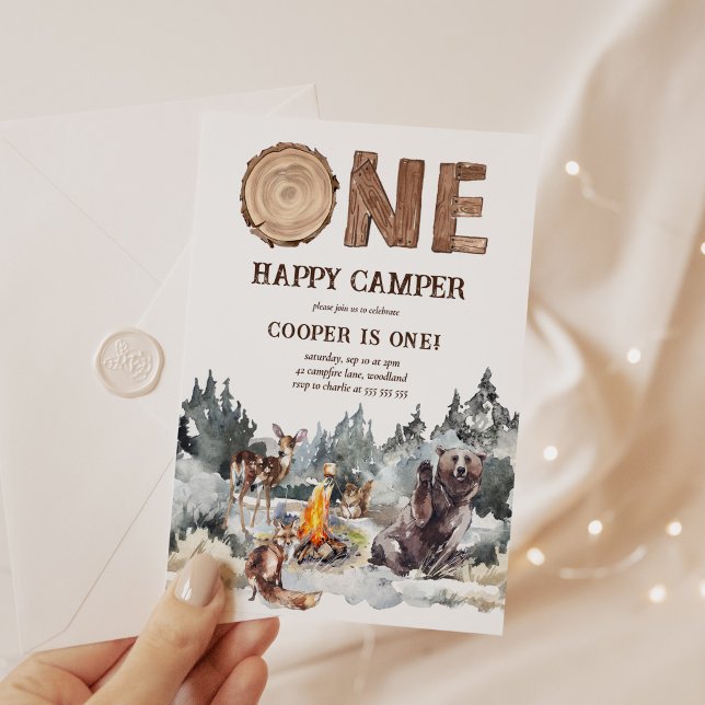 One Happy Camper Woodland 1. Geburtstag Einladung (Von Creator hochgeladen)