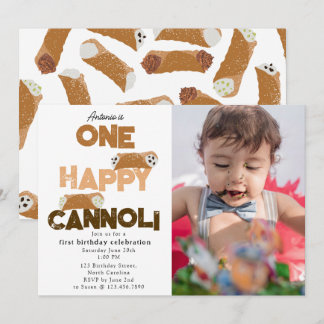 One Happy Cannoli Invite 1st First Birthday Photo Einladung