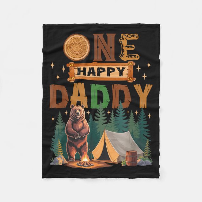 One Happy Daddy Camper 1st Birthday Camng Bear  Fleecedecke (Vorderseite)