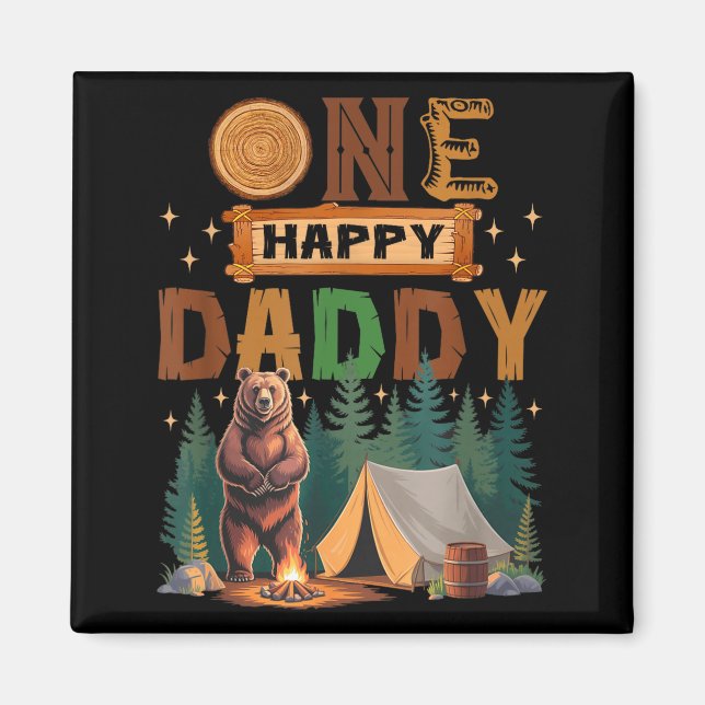 One Happy Daddy Camper 1st Birthday Camng Bear  Magnet (Vorne)