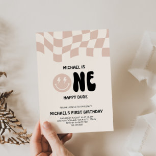 One Happy Dude 1st Birthday Editable Invitation  Einladung